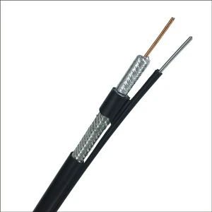 Coaxial Cable RG6 CCS conductor with Messenger 60-90% Braid Coaxial Cable PE Jacket CPR Fca