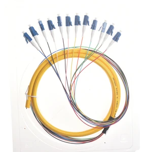 Optic Fiber Ribbon Pigtail Cable LC APC UPC 12 Cores Fan-Out Fiber Optical Pigtail G657A2 PVC/LSZH