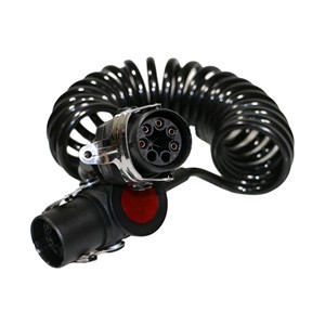 Factory Direct Green 7 Way Heavy Duty Trailer Truck Electrical Cable ABS Coiled with PVC Insulation Suzie Coil Style
