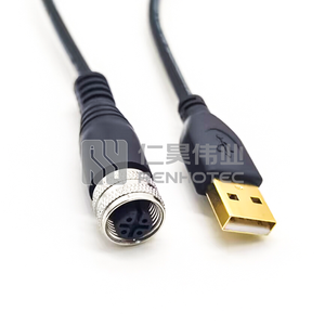 M12 To USB Cable M12 4Pin A Code Female To USB 2.0 A Male Assembly 1M AWG26