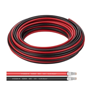Solar Panel Wire Tinned Copper Wire 8AWG 10mm PV Wire Solar Extension Cable for Outdoor Automotive RV Boat Marine Solar Panel