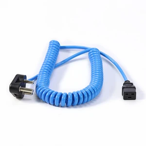 Custom SA South Africa SABS India AC Power Plug Cable IEC320 C13 C19 Spring Spiral Curly Coiled Power Cord