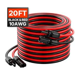 20FT Solar Panel Extension Cable 10AWG Female Male Waterproof Connectors 6mm2PV Cable Power Cords & Extension Cords