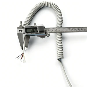 Industrial 4 Cores 22AWG Spring Spiral Cable Insulated Coiled Cable PUR/PU/TPU Flexible Spiral Power Cable for CNC