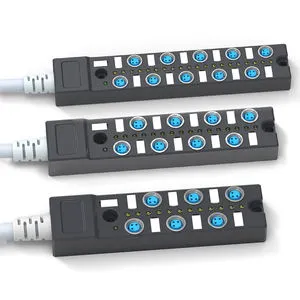 DIWEI Automotive Assembly Line Sensor Hub M8/M12 I/O Distribution Cable Connector 4-12 Ports Circular DIN Power Copper Gold