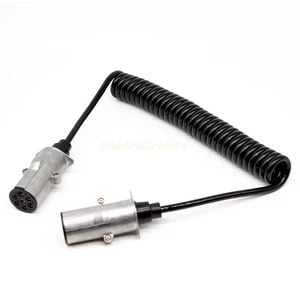 New European Trailer Spiral Cable 7 Pin to 7 Pin Truck Trailer Cable with Plug 100% Pure Copper SAE J2394