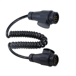 Drum 13 Core Spiral Trailer Cable 13 Pin Male/Female Pulgs Electrical Power Coil 3M Length Black Copper Conductor 12-24V for