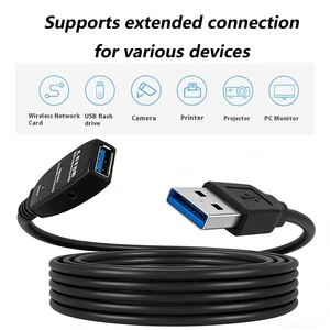 Cost Effective PVC USB 3.0 Male/Female Extension Cable 5Gbps 5A Fast Charging Custom Length 10-30m for Camera & Home Office