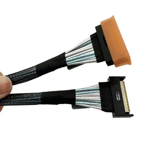 PCI-E 5.0gen5 Slimline SFF-8654 8i MCIO 8X 50cm/80cm/100cm Nylon Braid Computer Server Data Cable