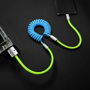New Spring Coiled Spiral Curly Soft Braided PD60/100W 3A Fast Charging USB-C Type-C 1m Phone Charging Cable for iPhone 15/16