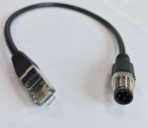 M12 D-Coded 4-Pin RJ45 Profinet Ethernet Cable Assembly High Flex Shielded PVC Insulated Industrial Cat5e Gigabit Network Copper