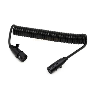 European Truck 7 Pin Trailer Cable 6FT Spiral Cable, 7Core N TYPE to N TYPE Trailer Cable, 6*1+1*1.5mm2