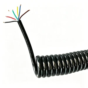 Customized 7*1.5 High Elasticity Coiled Cable Power Spring Wire Spiral Cable Electric Flexible 7 Cores Cable Coil Cable