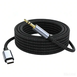 USB-C to 3.5mm HiFi Stereo Audio Cable Aluminum Alloy Braided Shielding Pure Copper Conductor 1m for Car Speaker Headphone