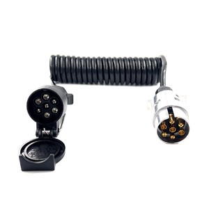 7 Pin Trailer Cable Spiral Wire Assembly With TPU Jacket Trailer Plug