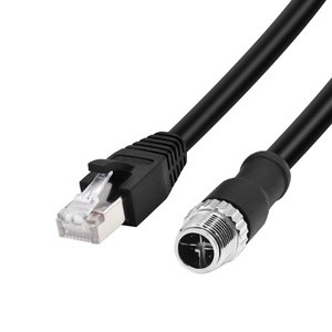 Factory Sale M12-8-pin X-Code to RJ45 Industrial Ethernet Connector Gigabit Data Transmission CAT6 Network Cable