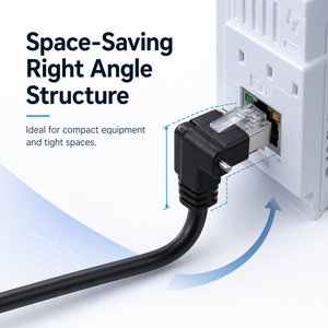 Right Angle RJ45 Ethernet Cable with Screw Lock | 90 Degree Industrial Network Cable for Compact Equipment