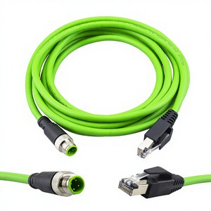 M12 RJ45 Industrial Ethernet Cable Automation Systems Interconnect 4-Pin D Code Male Shielded Cat5e SFTP 24 AWG 3M/10Ft
