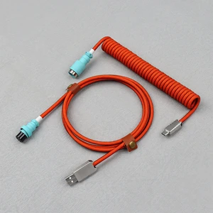 USB to Type c 18cm Spiral Coiled Keyboard Cable for Mechanical Keyboards