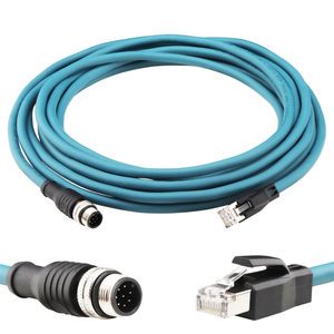 M12 Cable X-Code 8P Male to RJ45 Female Cat6 Industrial Ethernet Cable
