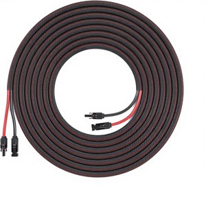 PV Solar Panel Extension Cable 25V 50FT 10AWG Twin Wire Pure Copper PVC Insulation IP67 Flame Retardant Abrasion Resistant