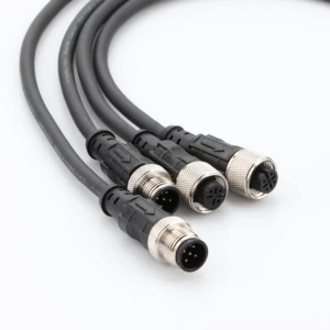 IP67 Waterproof M12 4-Pin A-Code Circular Connector with 3M Cable for PLCs Servo Drives Industrial Automation
