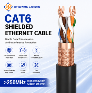 Cat6a Shielded SFTP Ethernet LAN Cable 23AWG 4 Pair For Building Bare Oxygen-Free Copper OEM CE RoHS