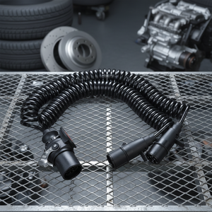 New Heavy-duty Truck 7-core Trailer Extension Cable Power Spiral Cable with Plug Black Green 4.5M