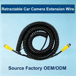 Waterproof Retractable Coiled 4 Pin Aviation Extension Cable Shielded Spiral Spring Wire for Truck Trailer Camera Factory Custom