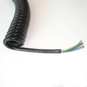 Corrosion Resistant Industrial Power Cord Black 15ft Universal 7 Way Coiled Power Cable for Trailer ABS