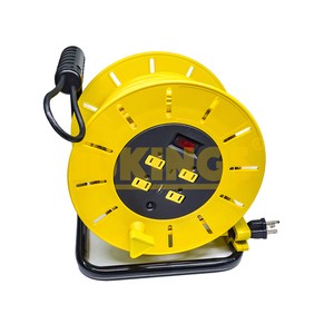 Heavy Duty 80FT Retractable Extension Cord Reel 5-15P 14AWG/3C SJTW Power Cord With 4-Outlets Circuit Breaker Rated 15A Current