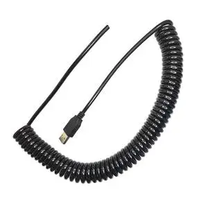Custom USB Spring Coiled Pigtail 4-Core AWG22 Shielded PU Insulated Extra Thick OD 5.0mm Spiral Flexible 2m IOS Printer