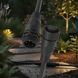 M19 5Pin UV Resistant Fire Retardant LED Screen IP67 Flameproof Welding Wire Garden Lighting Connector Cable