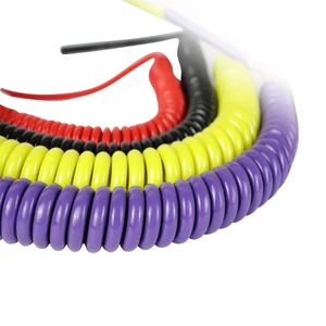 PU Coating Colorful Elastic Coil Cord Flexible Spring Spiral Cable, Industrial Automation Machinery Equipment