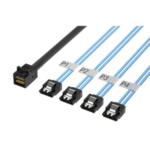 0.5 Meter Mini SAS 36P 8643 To 4*SATA 7PIN Braid Shielded Tinned Copper PVC Cable for Server Automobile & Home Appliance Use