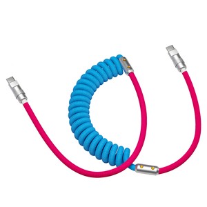 Retractable 3ft Usb Coiled Flexible Spring Spiral Type C Super Fast Charging Extension Cord Smart USB Cable