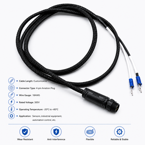 Wholesale 4 Pin Waterproof Aviation Connector Braided Sleeve Spade Terminal Wire Harness Cable Assembly For Power Supply