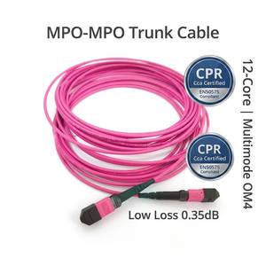Factory Low Loss 12 Core OM4 MPO/UPC-MPO/UPC Aqua Trunk Cable LSZH 3.0mm Multimode Fiber Patch Cord 100G Data Center Cabling