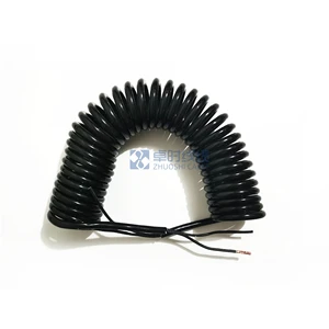 Mobile Lighting Tower Spiral Cable - Telescopic PUR Coiled Spring Cable for Lighthouse Vehicles, Customizable Length and Core