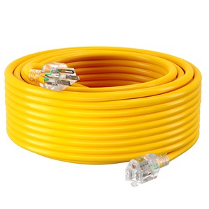 12/3 25ft Yellow Extension Cord Outdoor Heavy Duty Waterproof SJTW Wire For Home Appliance