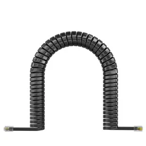 shenzhen 4core Coiled Telephone Handset Spiral Cable RJ11 4P4C Phone Cords 4pin Cable