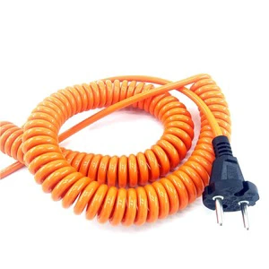 EU Socket Plug Power Cord Retractable Spring Spiral Cable for Appliance Laptop