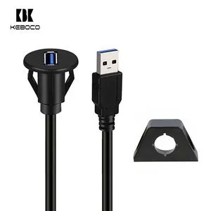 Manufacturer QC3.0 USB 3.0 Single Port Car Panel Mount Cable Braid Shielded Flush Extension Male Female for Camera Computer Use
