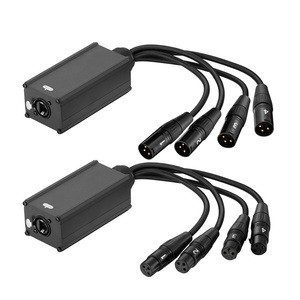 Bochara 25cm RJ45 to 4 Channel 3Pin XLR Audio/DMX Over Network Cable Extender for Stage Sound Lighting and Recording Studio