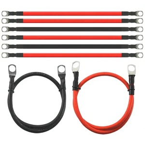 4 Gauge Flexible Solar Battery PVC Cable M6 M8 M10 Lug Rings 25mm Red Black Wire Automotive Inverter Trunk Building Heating