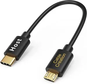 CableCreation 0.65ft Short Type-C to Micro USB OTG Cable with 3A Fast Charging Gold Plated Connectors for Computer & Camera