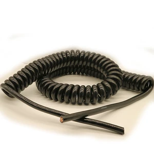 Customized Stranded Industrial PFA Insulated 6x1.0+1x1.5 Sqmm PUR Sheath Coiled Spiral Curly Extension Spring Cable