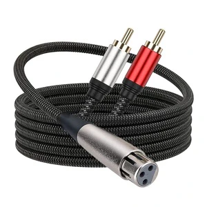 2RCA Male 3Pin XLR Female Gold Plated Audio Cable Metal Shell Braided Balanced Low Loss Professional Audio Converter Speaker