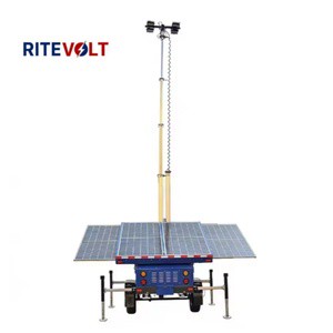 Mobile Solar-powered Trailer With CCTV Camera, Telescopic Mast, Construction Site LED Lighting Trailer