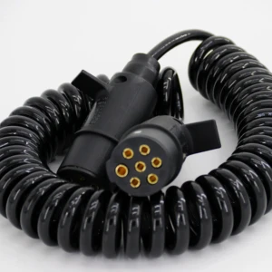 7 Core ABS Pur Shielded Electric Power Wire Plug Spiral Cord Custom 15 Pin Truck Trailer Cable